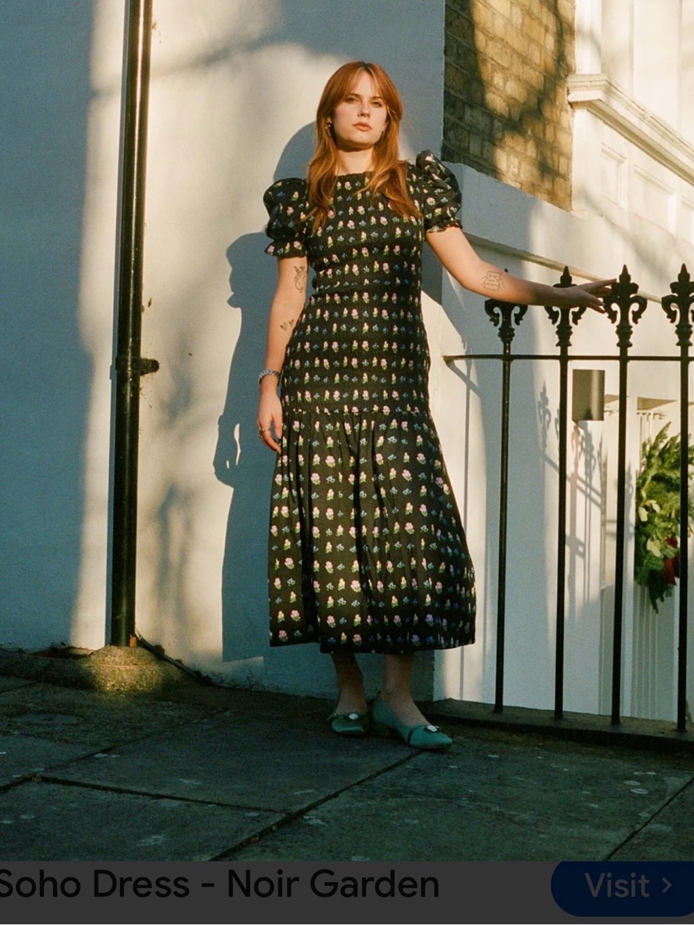 Lisa Says Gah Black Floral Smocked Maxi Dress with Puff Sleeves